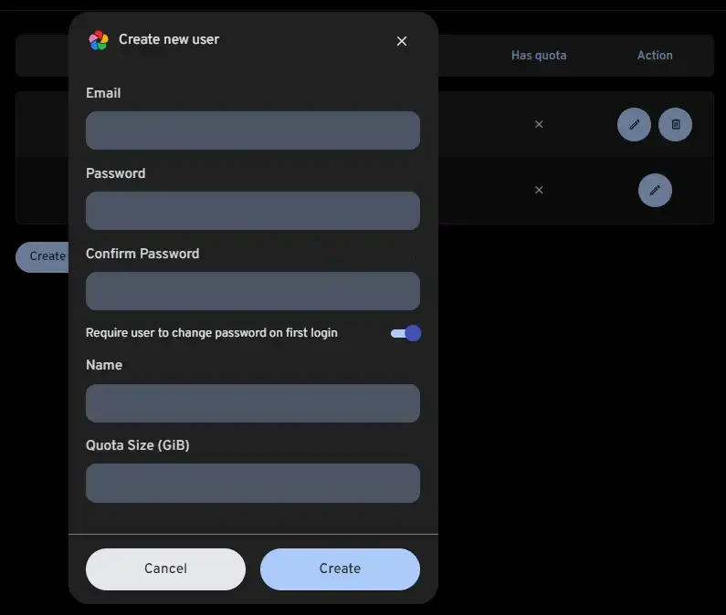create new user immich