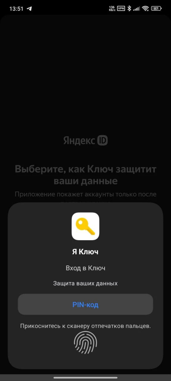 я ключ биометрия