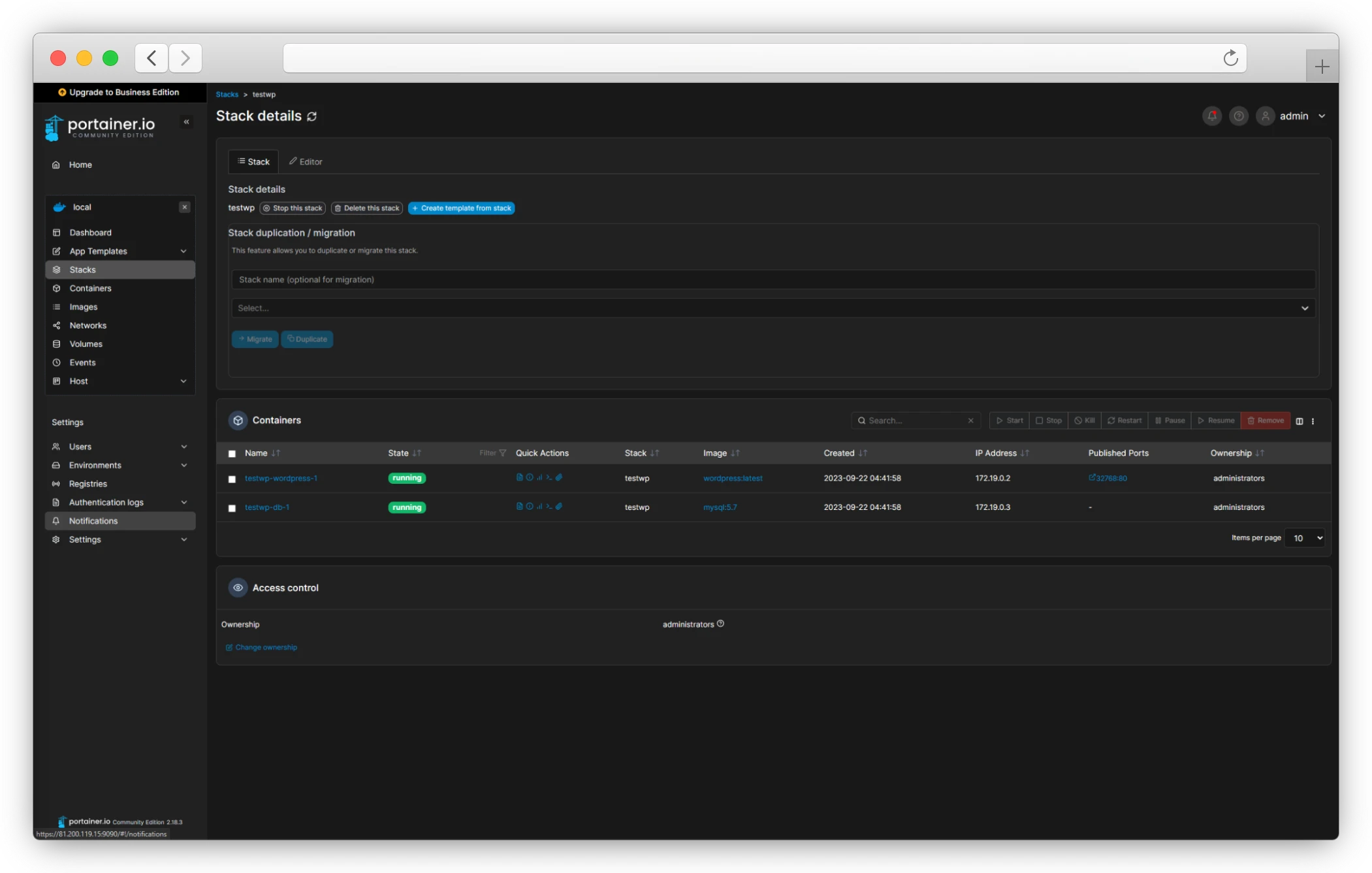 шаблонный Stack