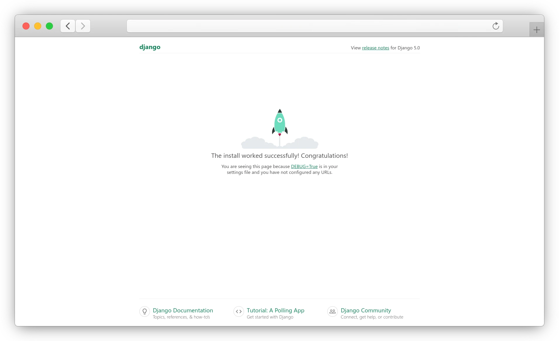 стартовая страница Django