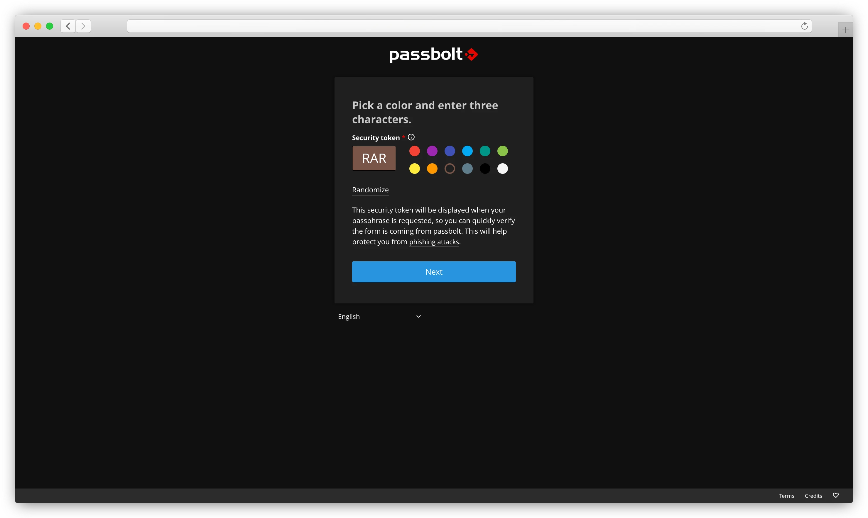 Entering the security token