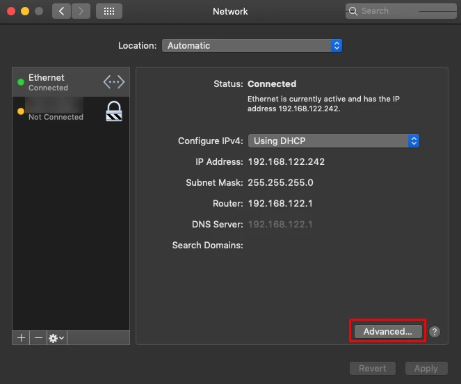MacOS Настройки Сети