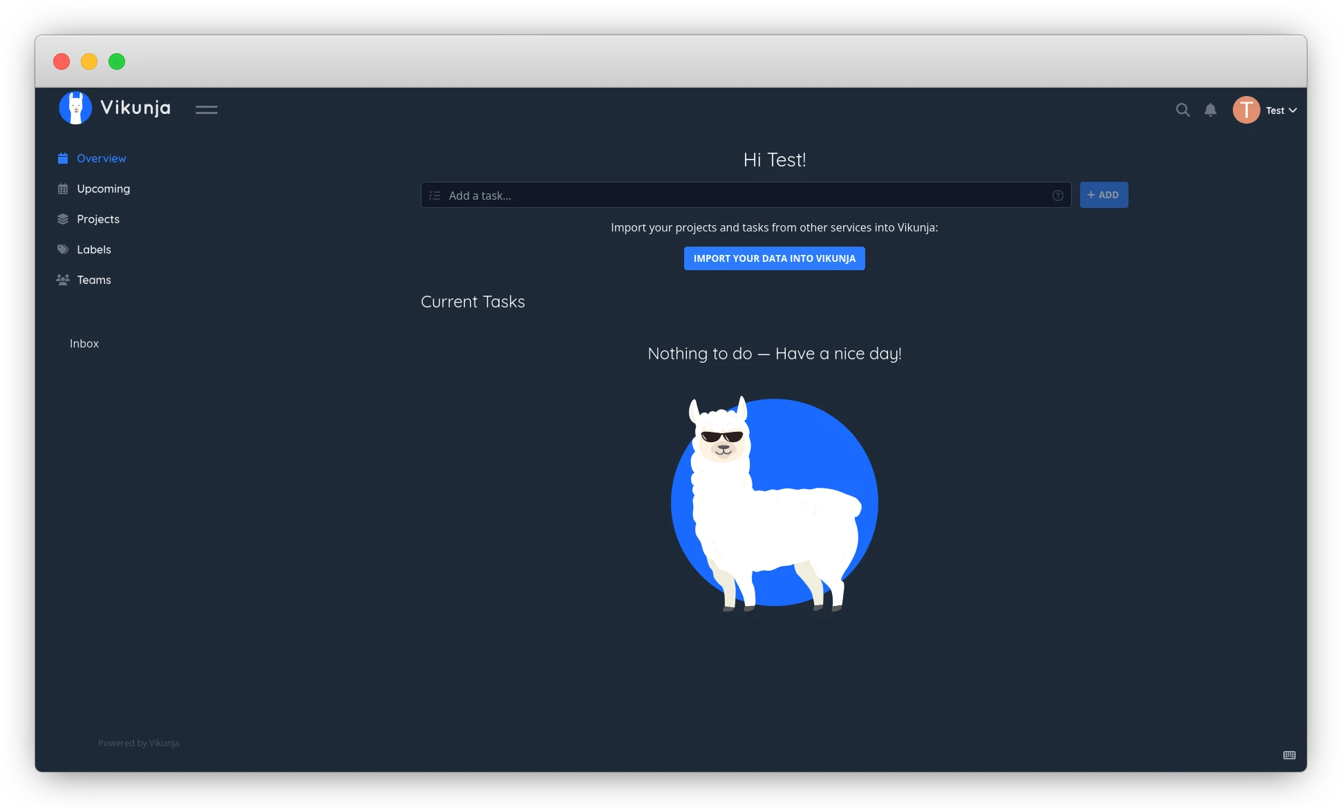 vikunja главная страница