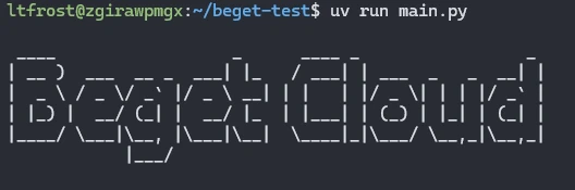 uv run, beget cloud