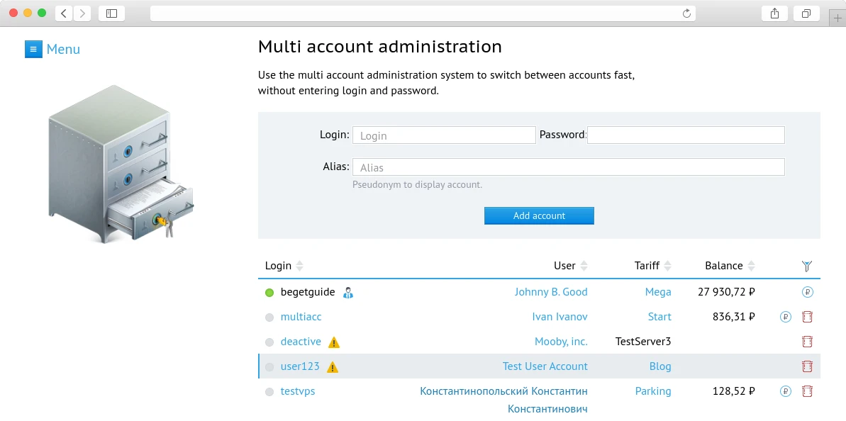 Multi account admin