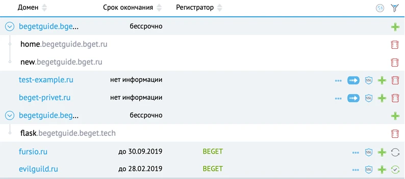 Управление доменами