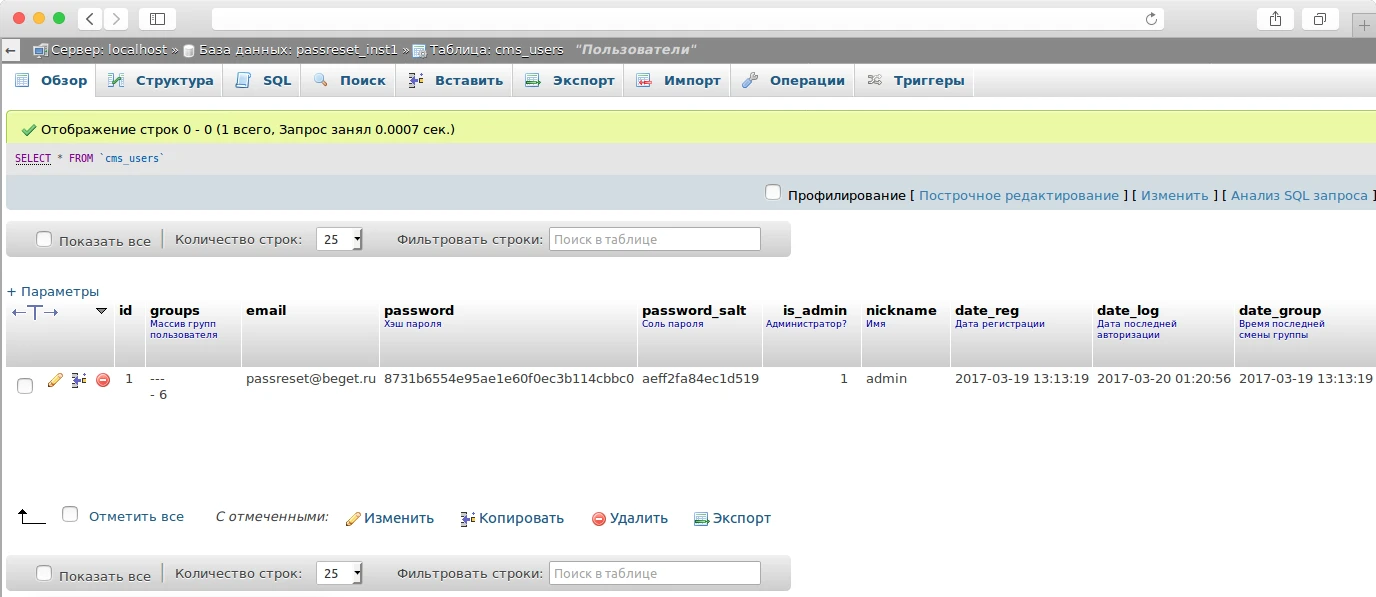 таблицы cms_users