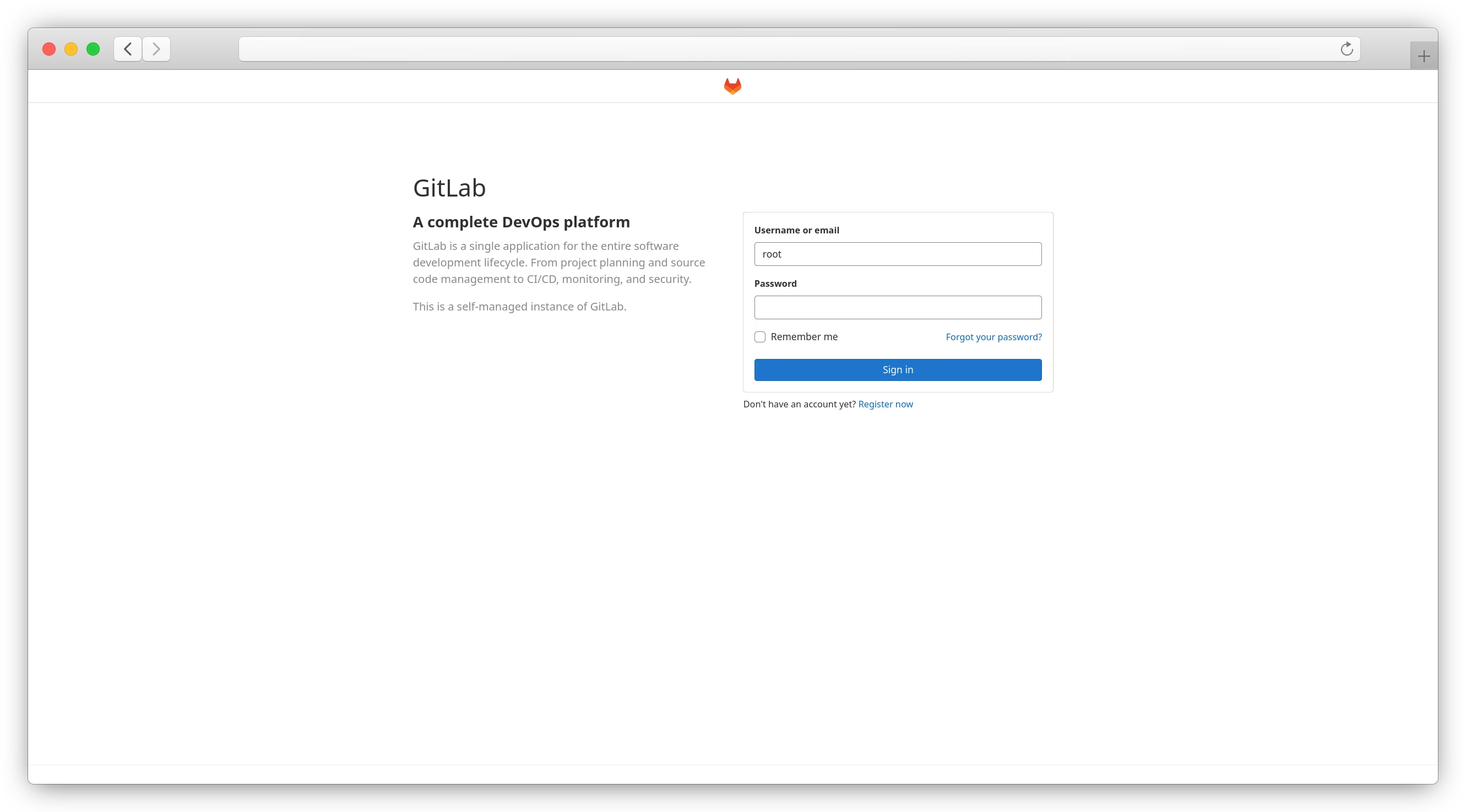 Gitlab log in