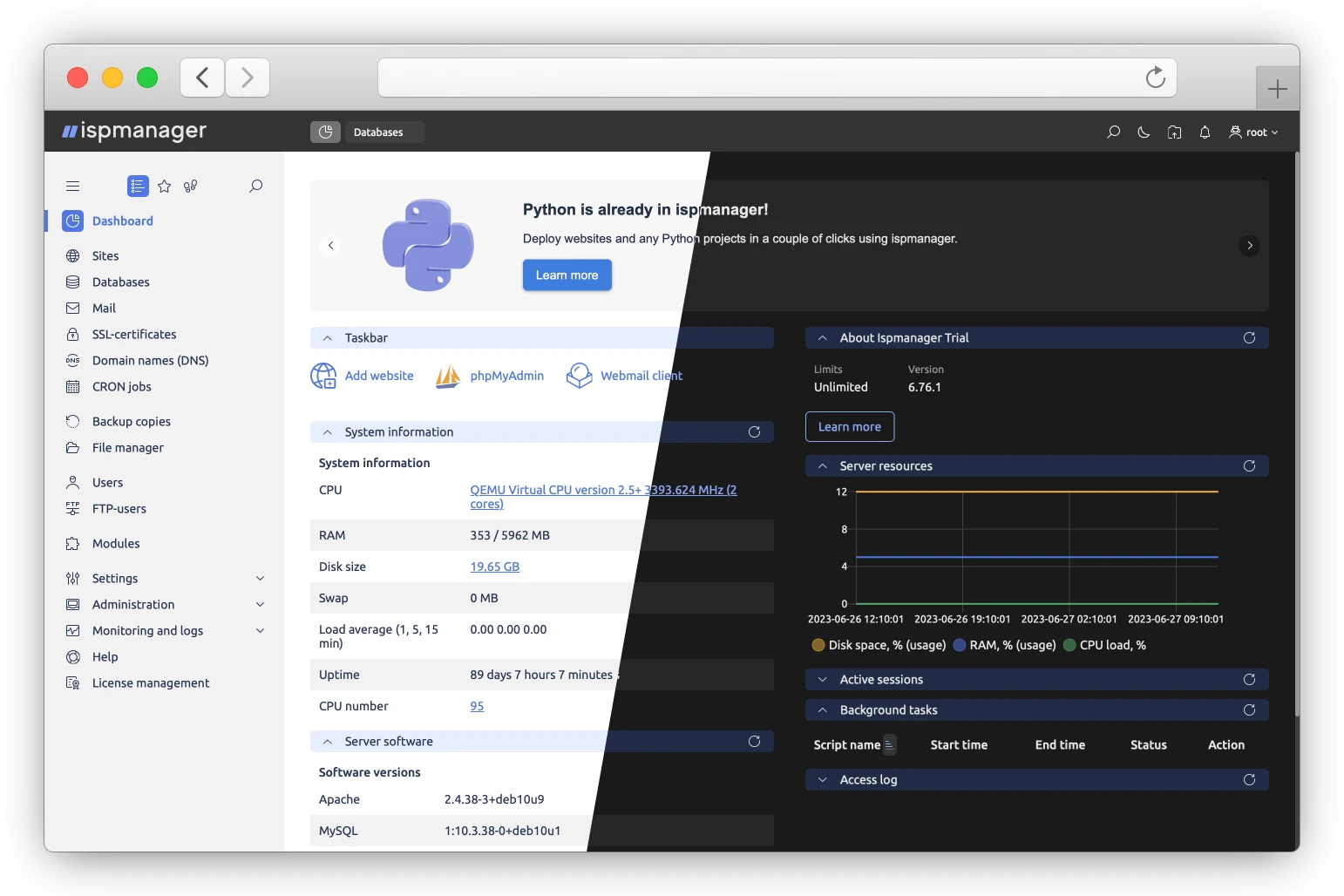 ispmanager control panel