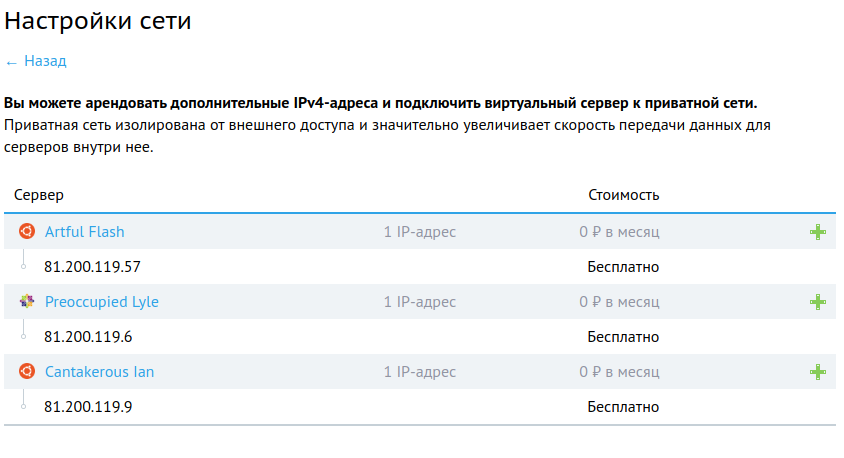 Настройки сети