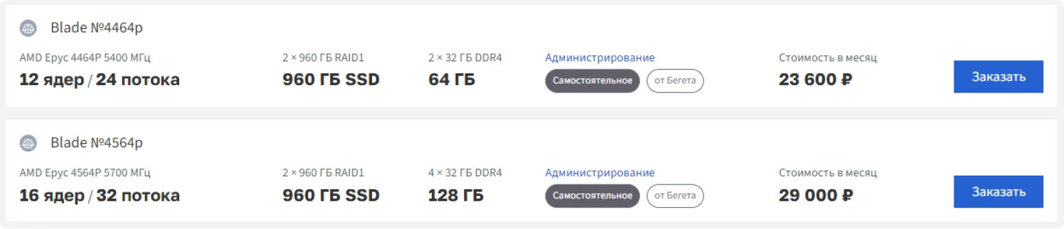 Аренда сервера в Бегет