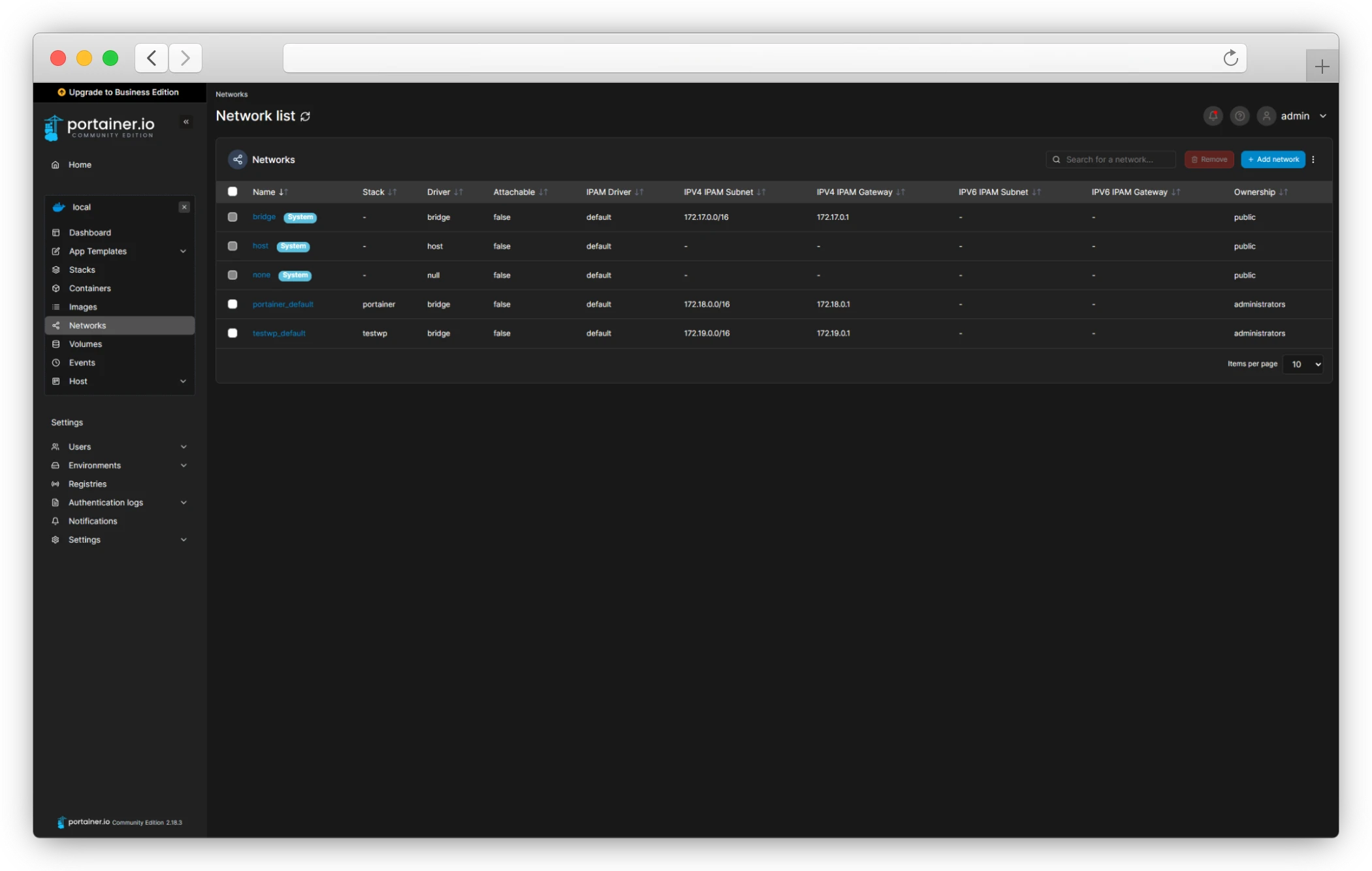 страница Networks