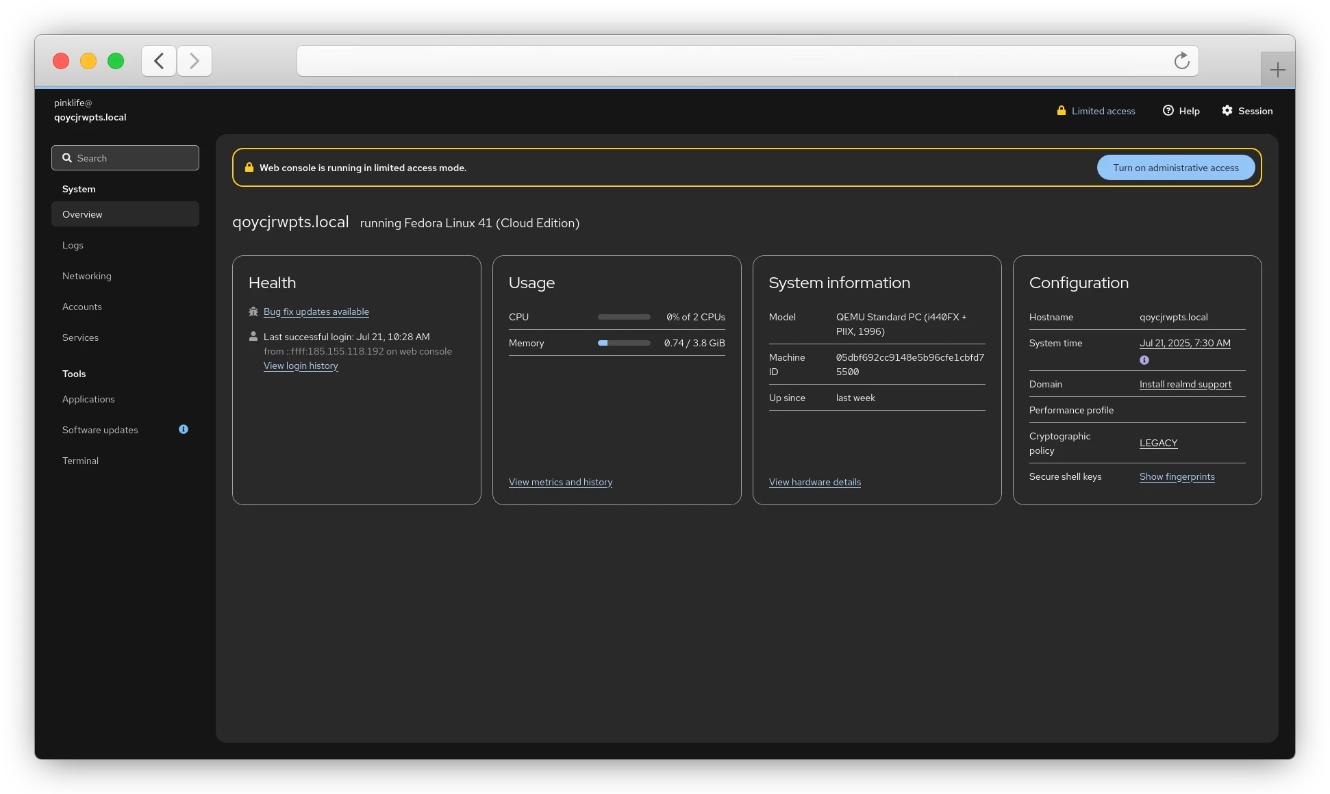 главная страница cockpit