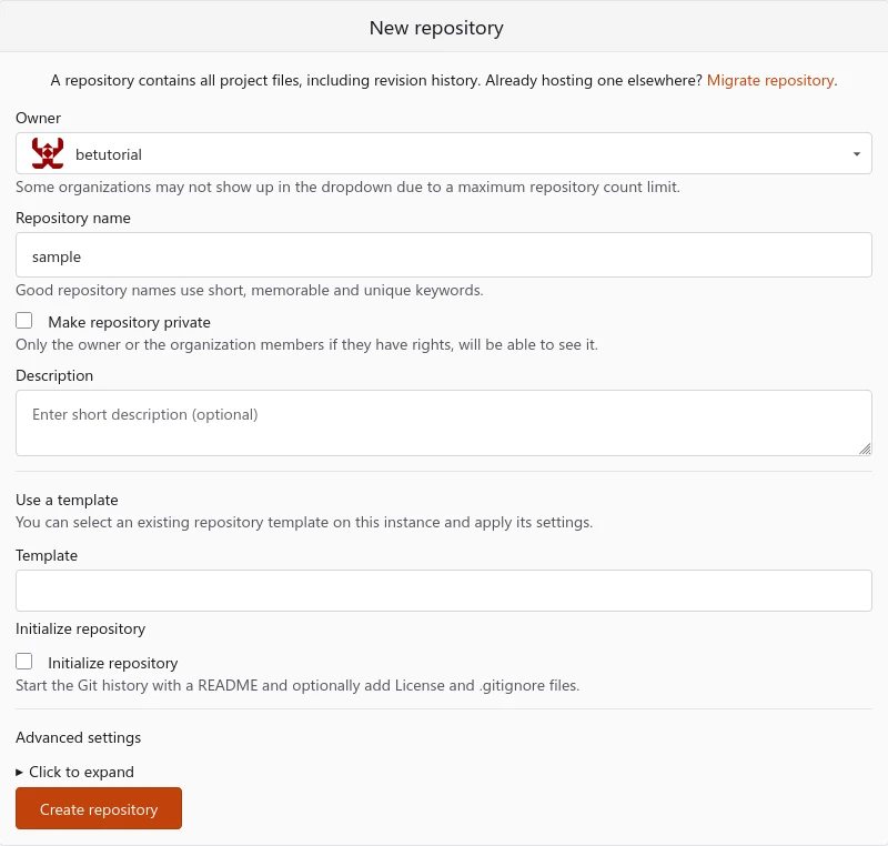 Настройка репозитория Forgejo