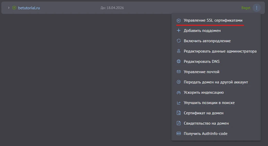 раздел домены и поддомены