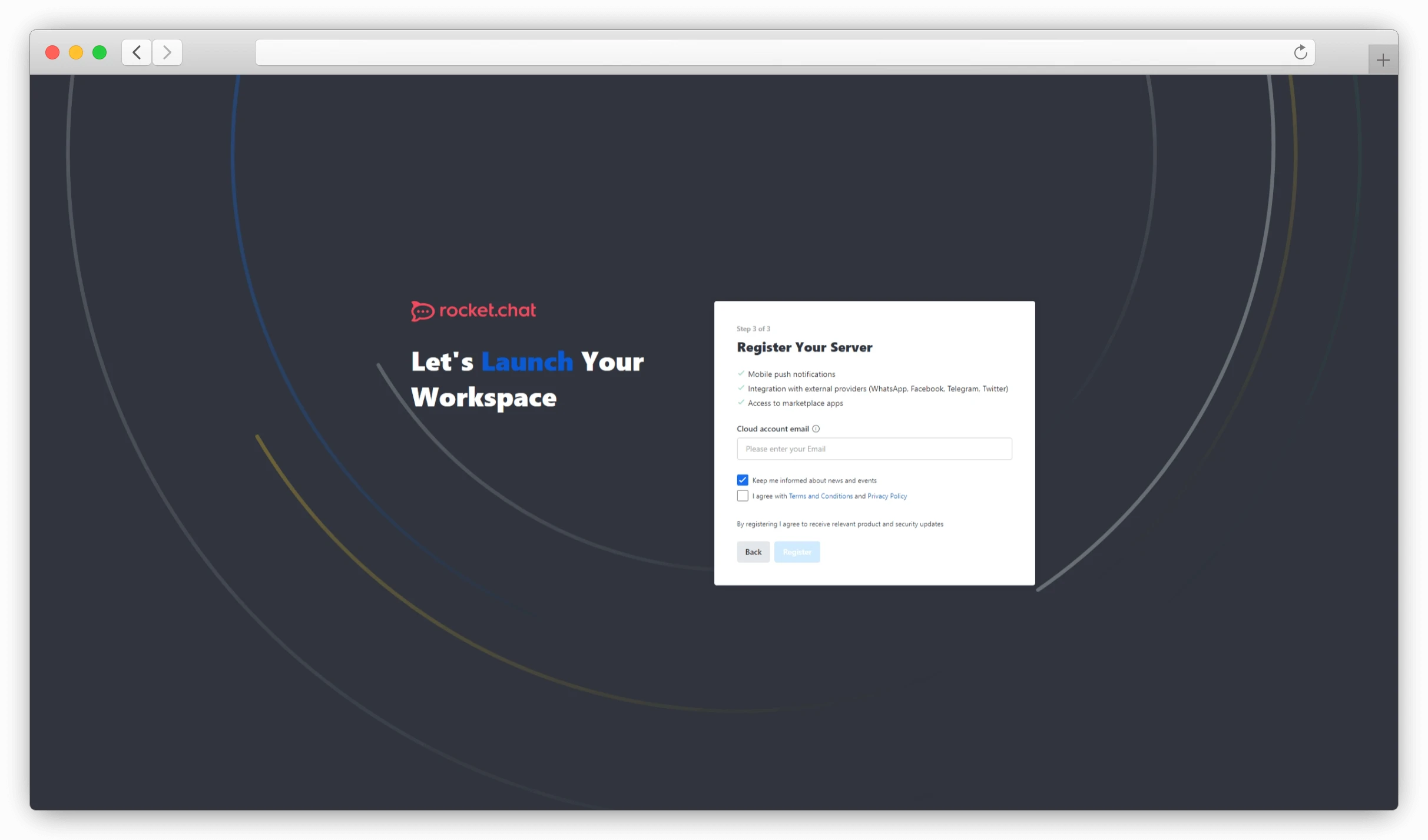 Rocket Chat register