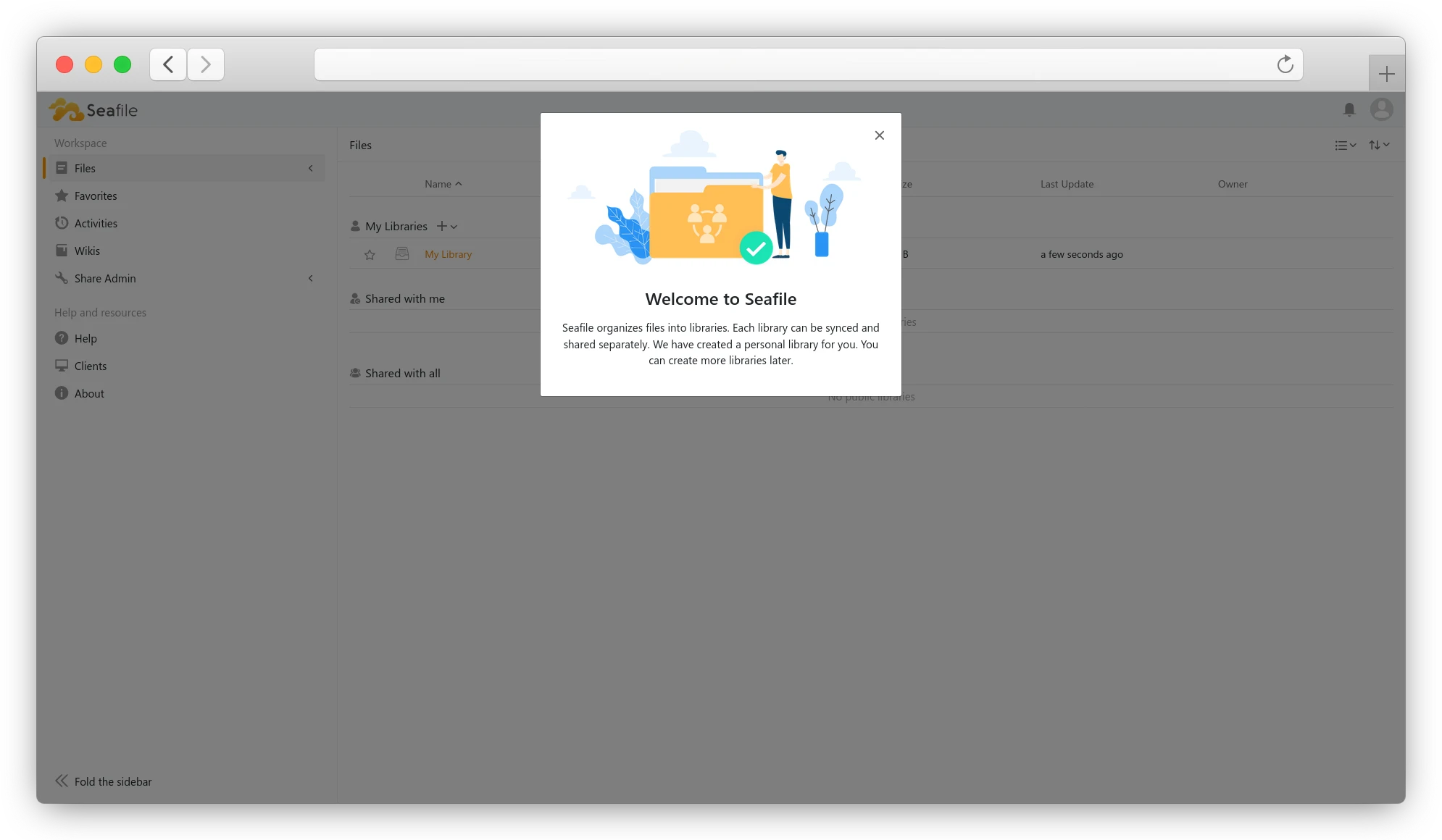 seafile панель управления